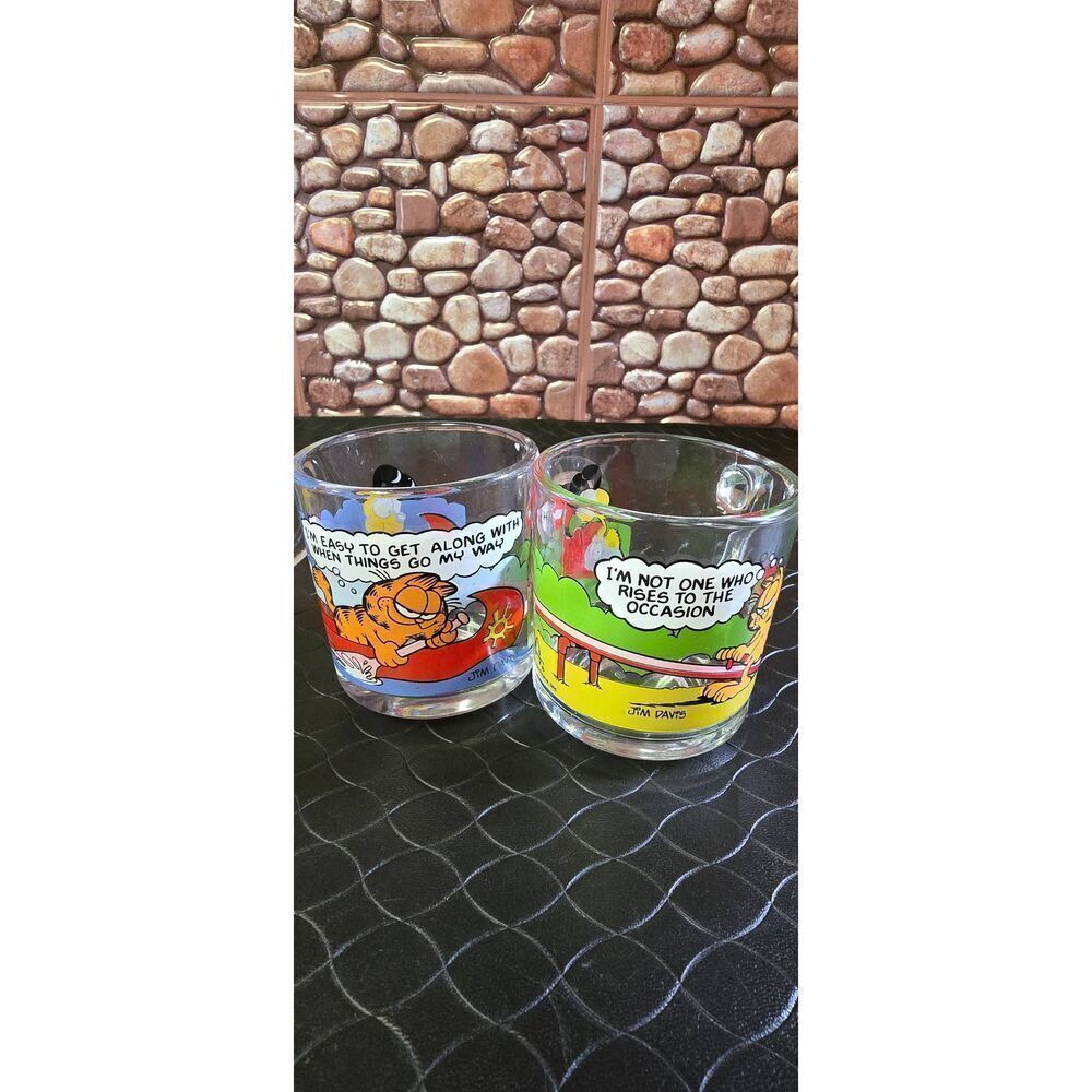 Vintage 1978 McDonalds Garfield Glass Coffee Mug Set of 4 Glasses - Picture 5 of 8